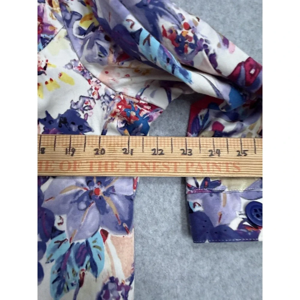 Coldwater Creek Jacket Womens W18 Multicolor Floral Cotton‎ Twill Button Pockets